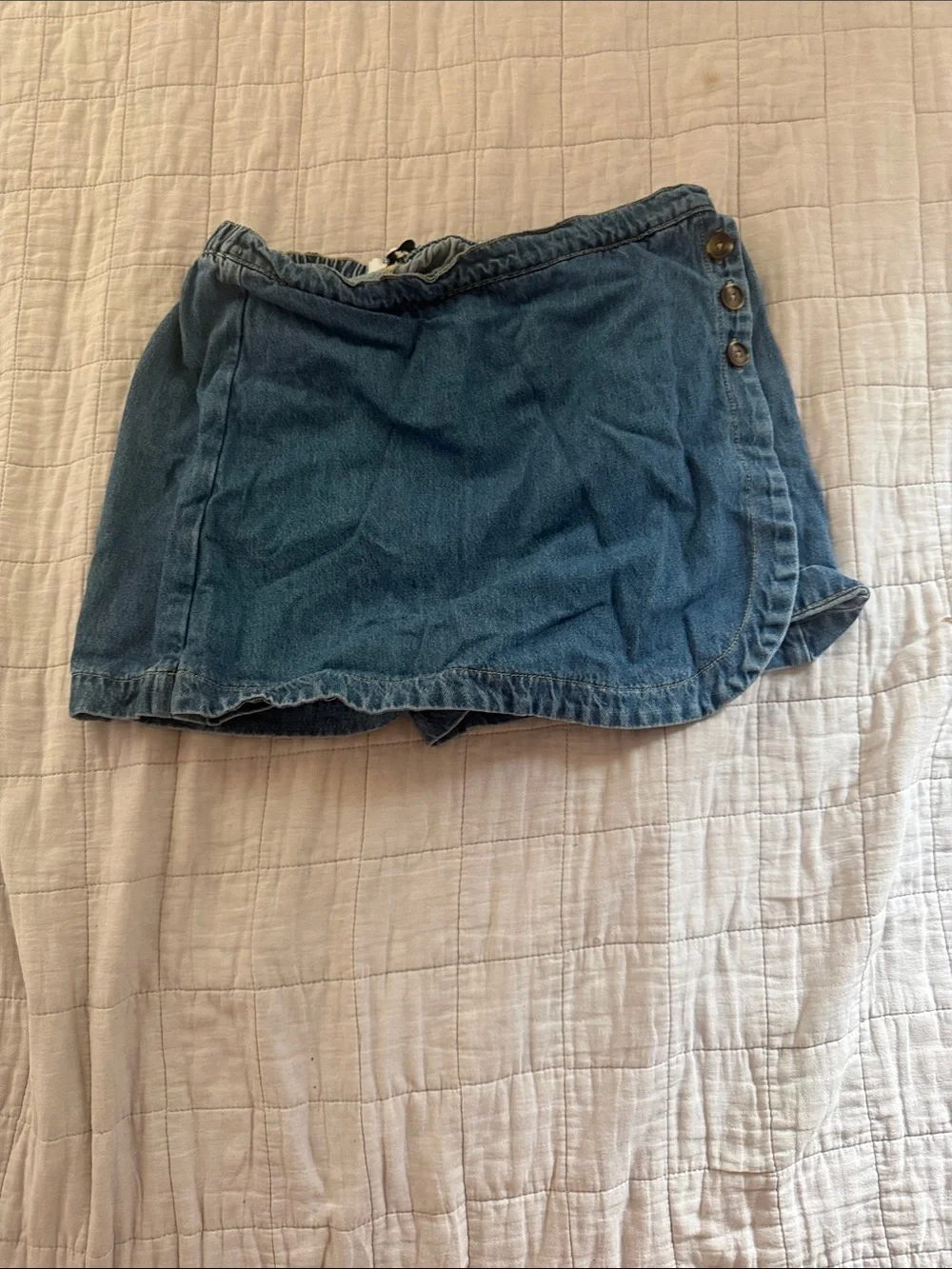 Old Navy Blue Denim Wrap Skort with Side Buttons